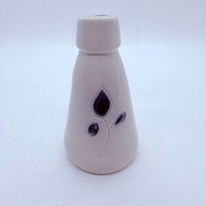 Williamsburg Pottery Virginia Salt Glaze Stoneware Blue Leaf Ink Well Bud Vase